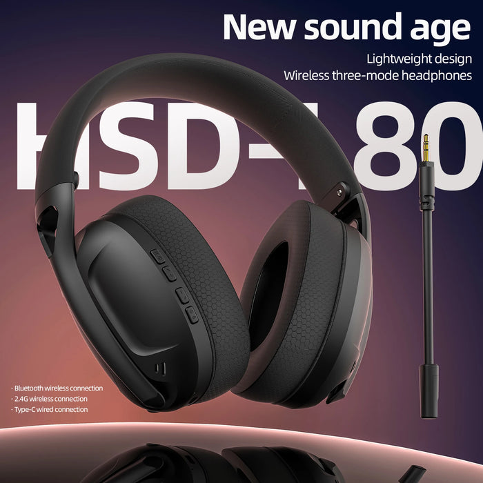 L80 Lightweight Three-Mode Gaming Headset — Bluetooth & Wired with Microphone