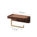 Wall-Mounted Toilet Roll Holder with Shelf — Brass & Wood, Stainless Steel