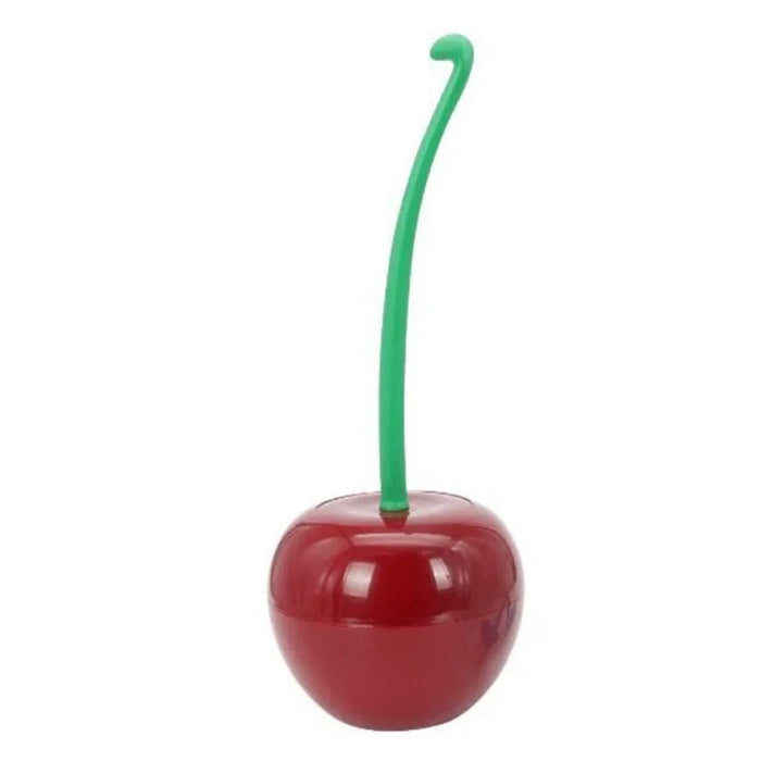 Cherry-Shaped Toilet Brush & Holder — Wine Red, Thick Head, Anti-Slip Handle