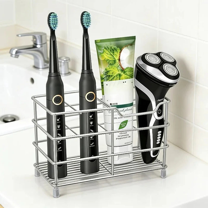 5-Slot Toothbrush Holder — Freestanding, Space-Saving, White