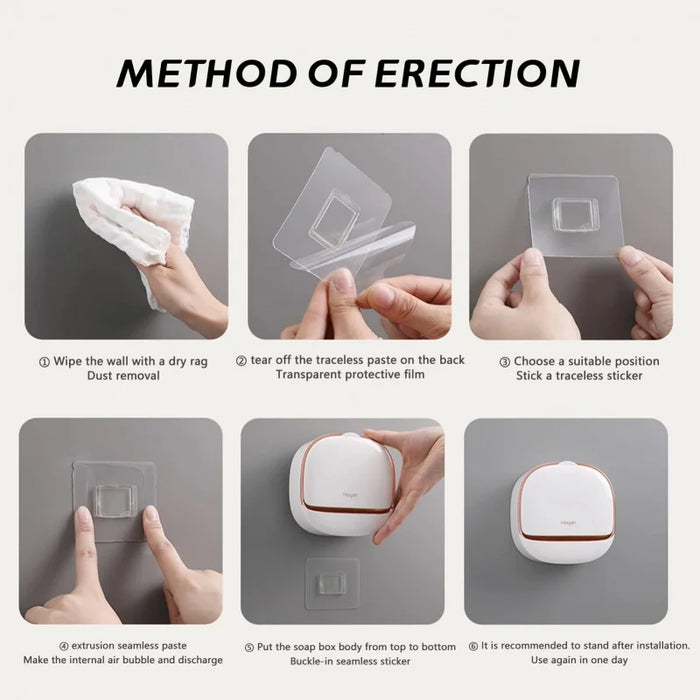 Waterproof Soap Dish – Non-slip, Leak-proof Shower & Sink Soap Holder (Plastic, L)