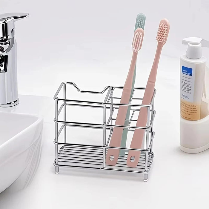 5-Slot Toothbrush Holder — Freestanding, Space-Saving, White