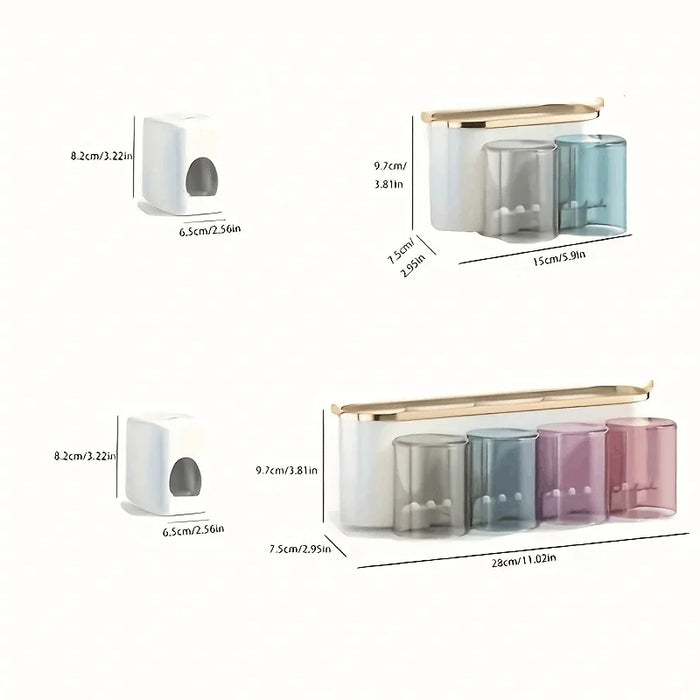 Wall-mounted self-adhesive toothbrush holder – 2- or 4-person sets