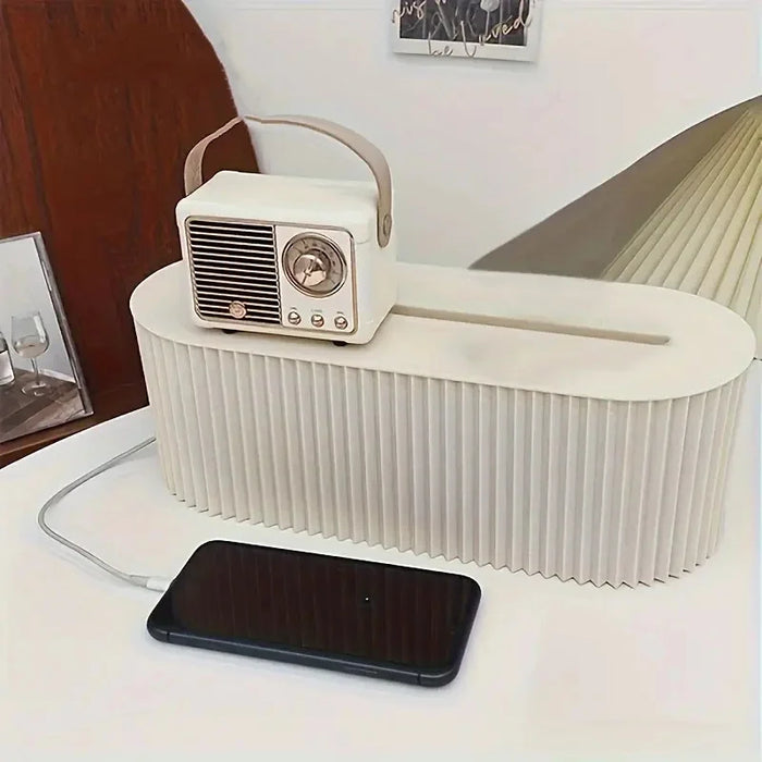 Large-Capacity Cable Management Box with Lid — Plastic Desktop Storage for Office & Home | Halloween & Christmas Gift | JY100 (Grey/Beige)