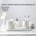 Modern Ceramic Bathroom Accessory Set — 4 or 5 Piece with Pump Dispenser