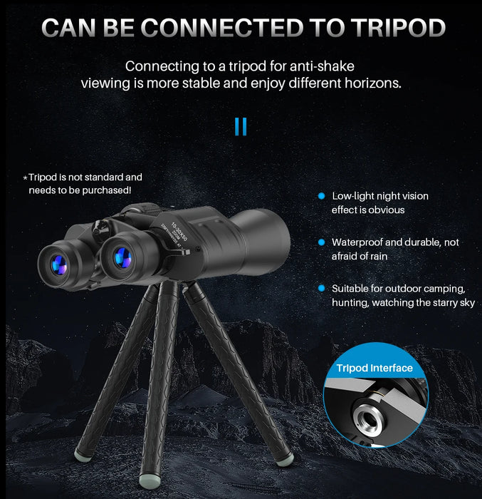 10–30x50 Zoom Binoculars — High-Power for Hunting, Birdwatching & Camping