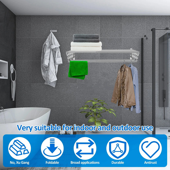 Stainless Steel Wall-Mounted Retractable Clothes Drying Rack — Accordion Design