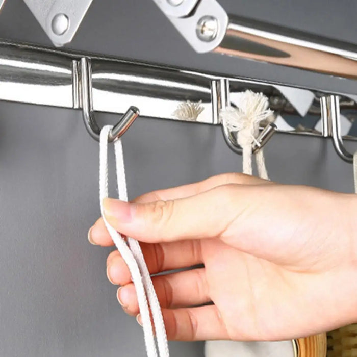 Wall-Mounted Foldaway Clothes Drying Rack - Expandable Stainless Steel