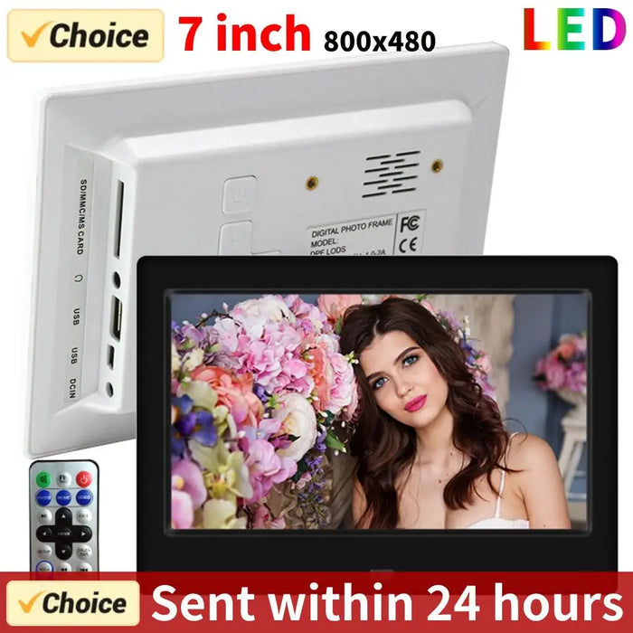 7-inch HD Digital Photo Frame — 800×480 LED Smart Photo Album with MP3/MP4 & Remote
