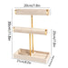 Two-Level T-Style Wooden Bangle Stand – Velvet-Lined Jewellery Display