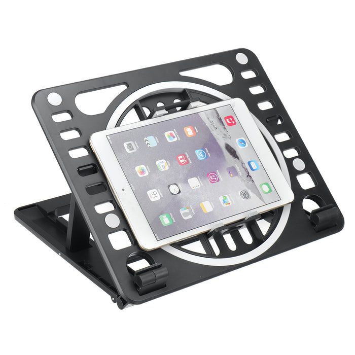 Macbook Desktop Stand with Double Cooling Fan - Multifunctional Folding Laptop, Tablet, Mobile Phone Holder - Ideal for Efficient Workspace Organisation