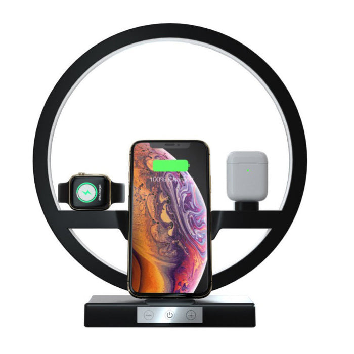 BAKEEY 3 in 1 10W - Wireless Charging Desk Lamp with LED Night Light and Qi Magnet - Ideal for iPhone 11, 12, 13 Users who Desire Multifunctional Convenience