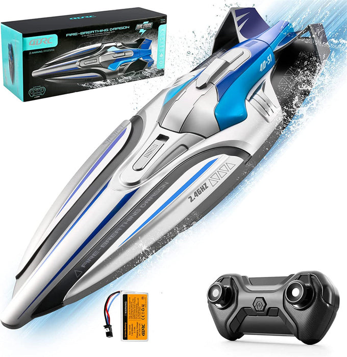 4DRC S1 2.4G 4CH - High-Speed RC Boat with Water Model Remote Control - Ideal for Pools, Lakes, Racing, and Kids/Children Gifts