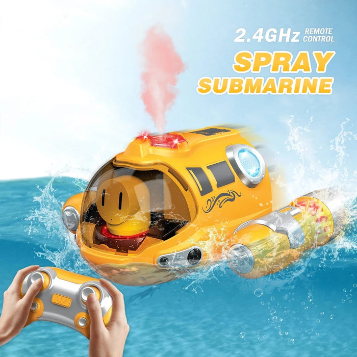 Mini RC Speedboat - 2.4G Submarine with Spray Light & Waterproof Rechargeable Features - Ideal Electric Remote Control Water Toy Gift for Children