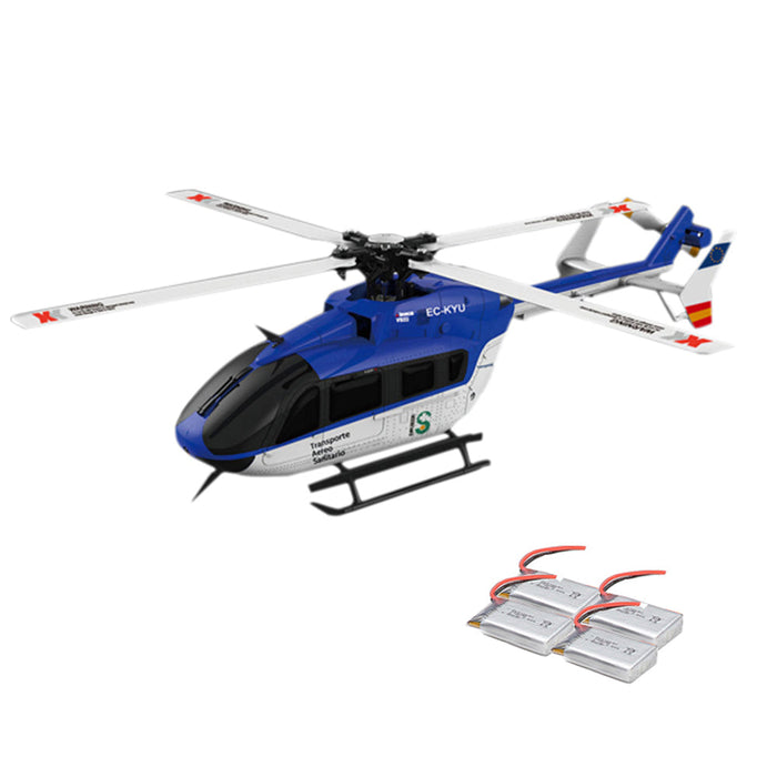 XK K124 EC145 Brushless Helicopter - 2.4G 6CH 3D6G System, 4PCS 3.7V 700mAh Lipo Battery, FUTABA S-FHSS Compatible - Perfect for RC Enthusiasts and Beginners