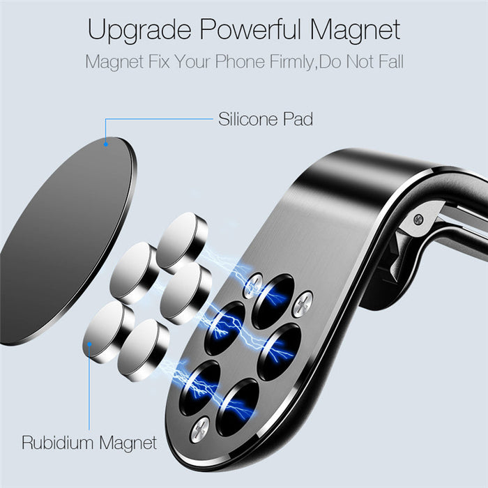 Magnetic Car Phone Holder Stand - 360 Metal Air Vent Mount for iPhone 14, 13, Samsung S22, Xiaomi 12S - Ideal for Hands-Free Driving