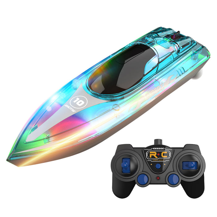 Flytec V555 2.4G 4CH - RC Boat with LED Lighting & Mini Shipping Models for Pools & Lakes - Fun Kids & Children Toy with 60 Minutes Playtime