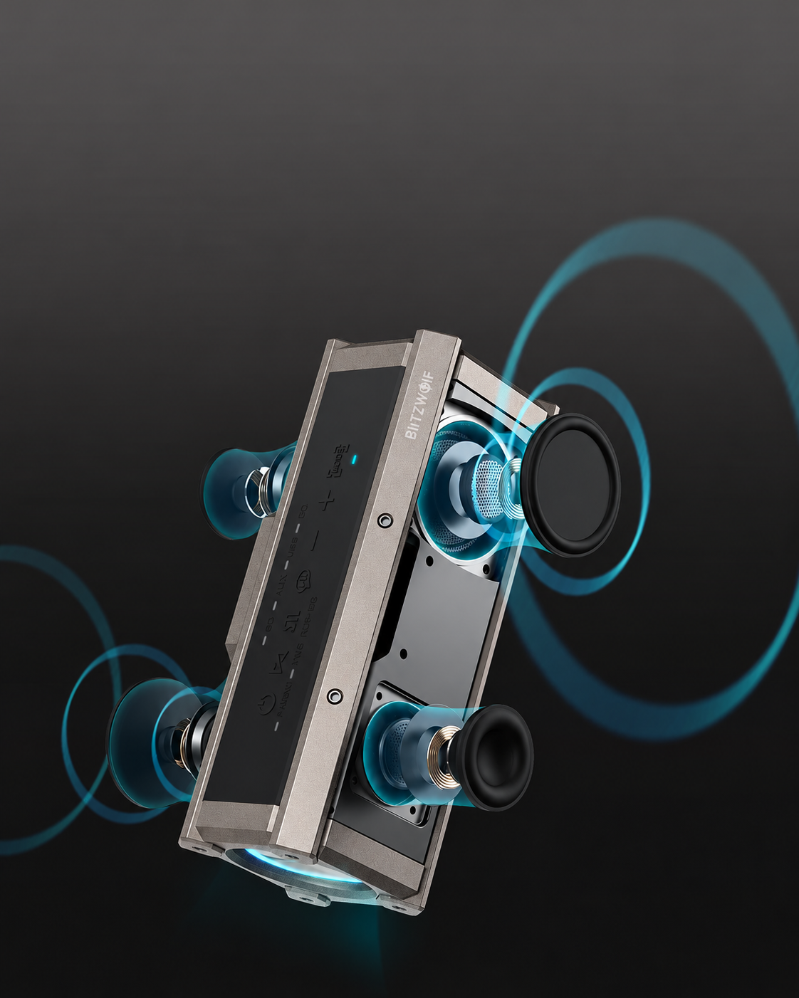 Exploded view of the BW-WA3 four-driver speaker construction