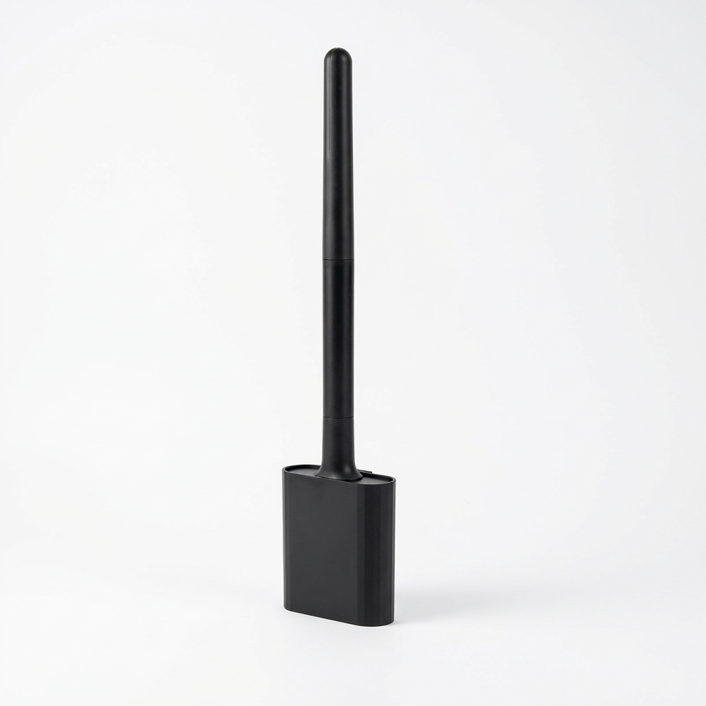 Mini Silicone Toilet Brush with Anti‑Drip Base — Flexible Soft Bristles, Quick‑Dry Holder