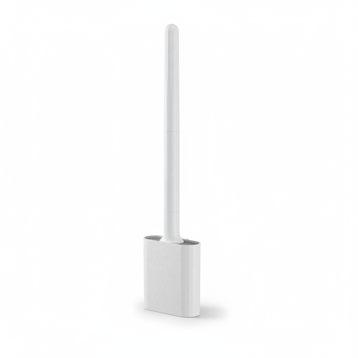 Mini Silicone Toilet Brush with Anti‑Drip Base — Flexible Soft Bristles, Quick‑Dry Holder