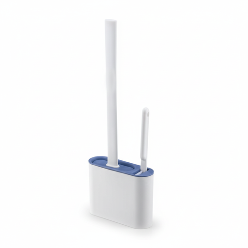 Wall-Mounted Silicone Toilet Brush with Long Handle — Quick-Dry Soft Bristles