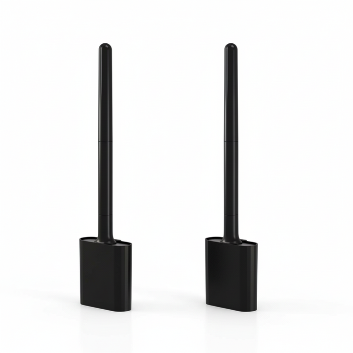 Mini Silicone Toilet Brush — Detachable Pole & Drip-Proof Holder