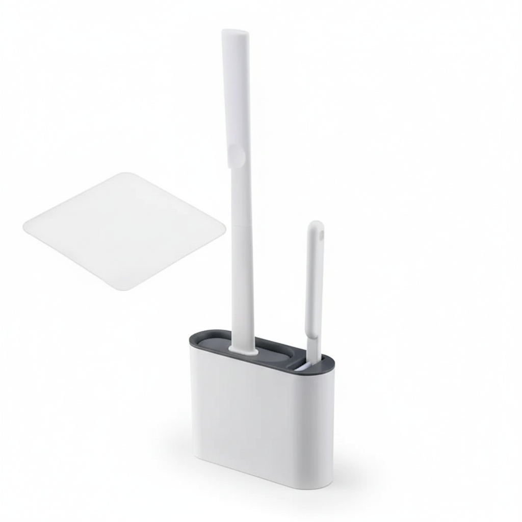 Silicone Soft‑Bristle Wall‑Mounted Toilet Brush with ABS Handle