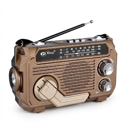 Hand-Crank Emergency Radio & Power Bank — USB, Solar, Bluetooth, DAB