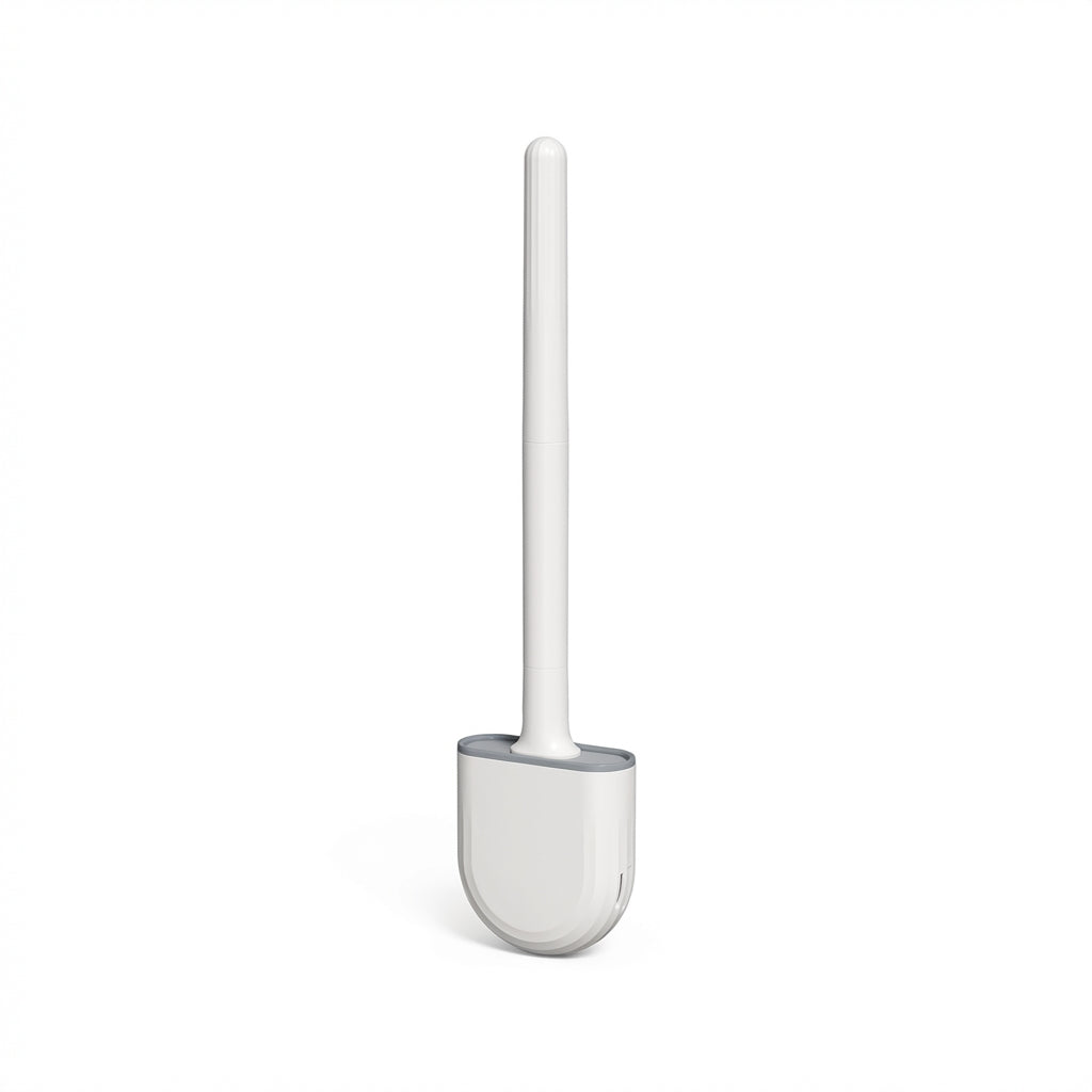 Silicone Toilet Brush with Quick‑Dry Base, Flexible Flat Head and Non‑Slip Handle