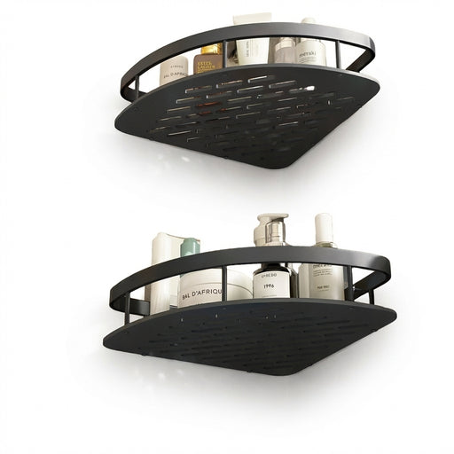 Aluminium Corner Bathroom Shelf – Adhesive Triangle Shampoo Holder (Silver, 2pcs)