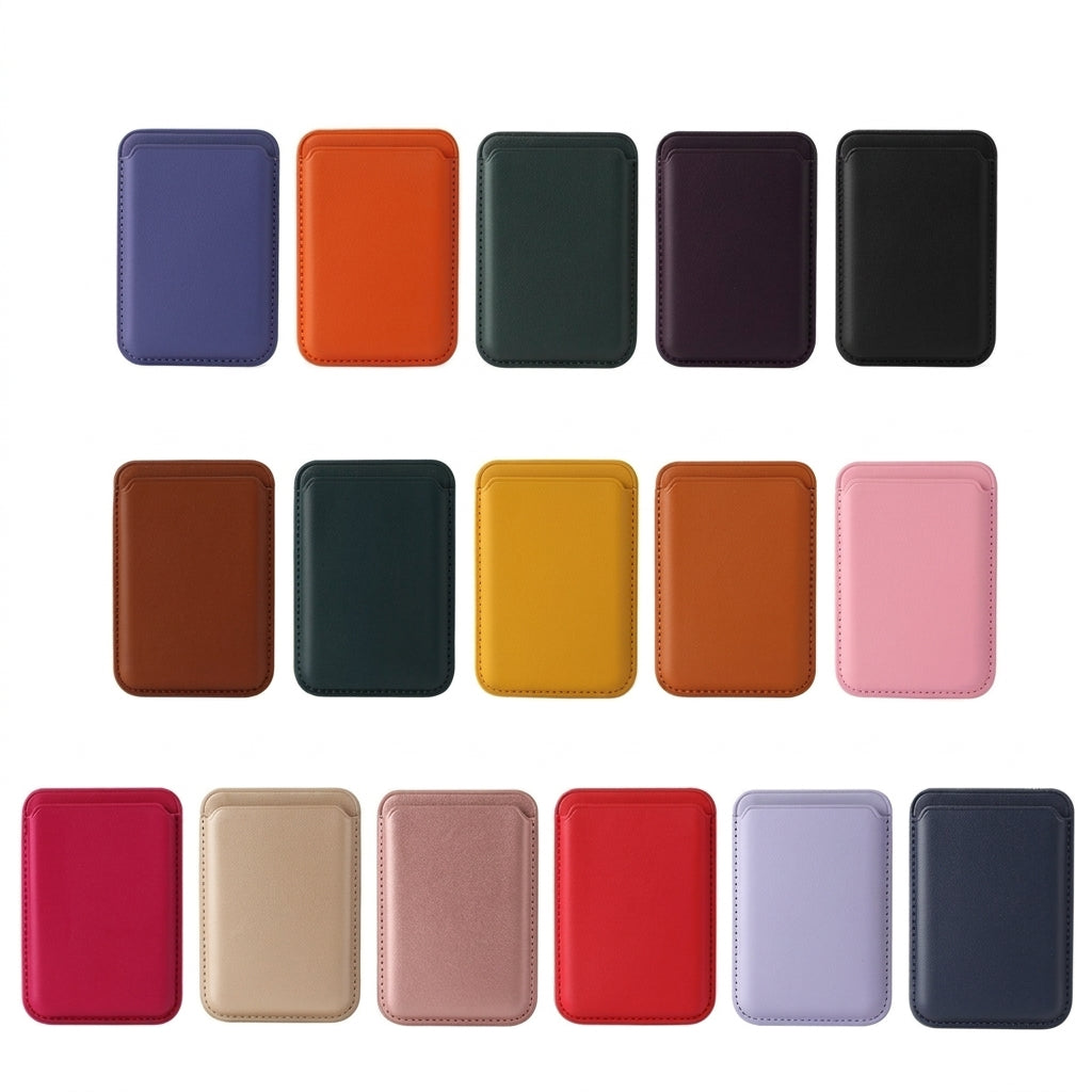 Magnetic Leather Wallet Card Holder — MagSafe Stand for iPhone 11–15