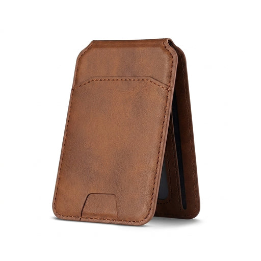 Magnetic PU Leather Wallet Phone Case with Stand and Card Pocket — MagSafe Compatible