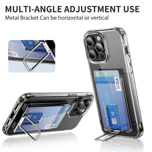 Transparent MagSafe Card Wallet & Stand for iPhone – Clear PC Case