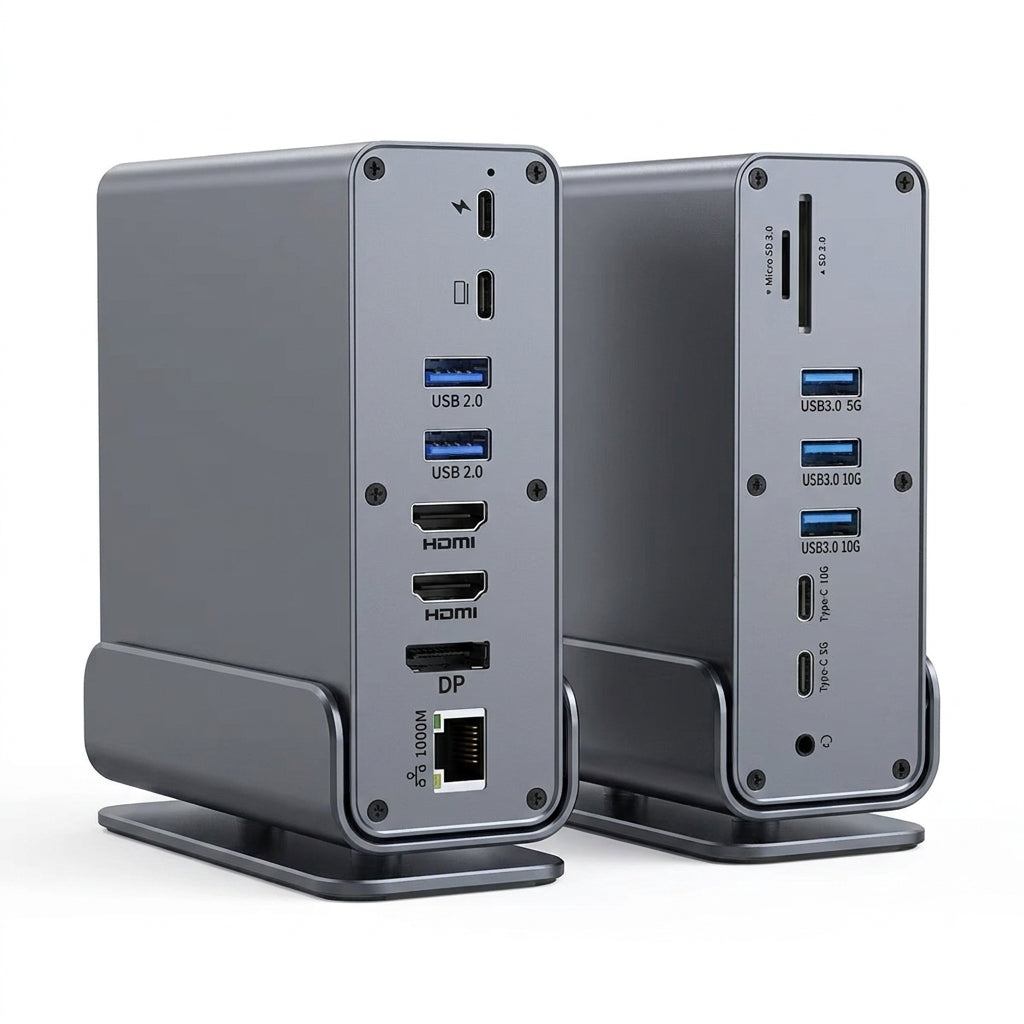 15‑in‑1 USB‑C Docking Station — Dual HDMI & DP 4K@60Hz, PD100W, Gigabit Ethernet, SD/TF, Audio