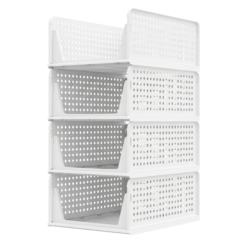 Wardrobe Storage Organiser — 4-Pack Stackable Slide Drawers