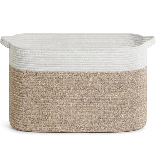 Large Cotton Rope Storage Basket — Foldable Laundry & Blanket Bin (55×38×30 cm)