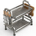 Compact Dish Drying Rack with Drainboard and Utensil Holder – Rust‑Proof Metal