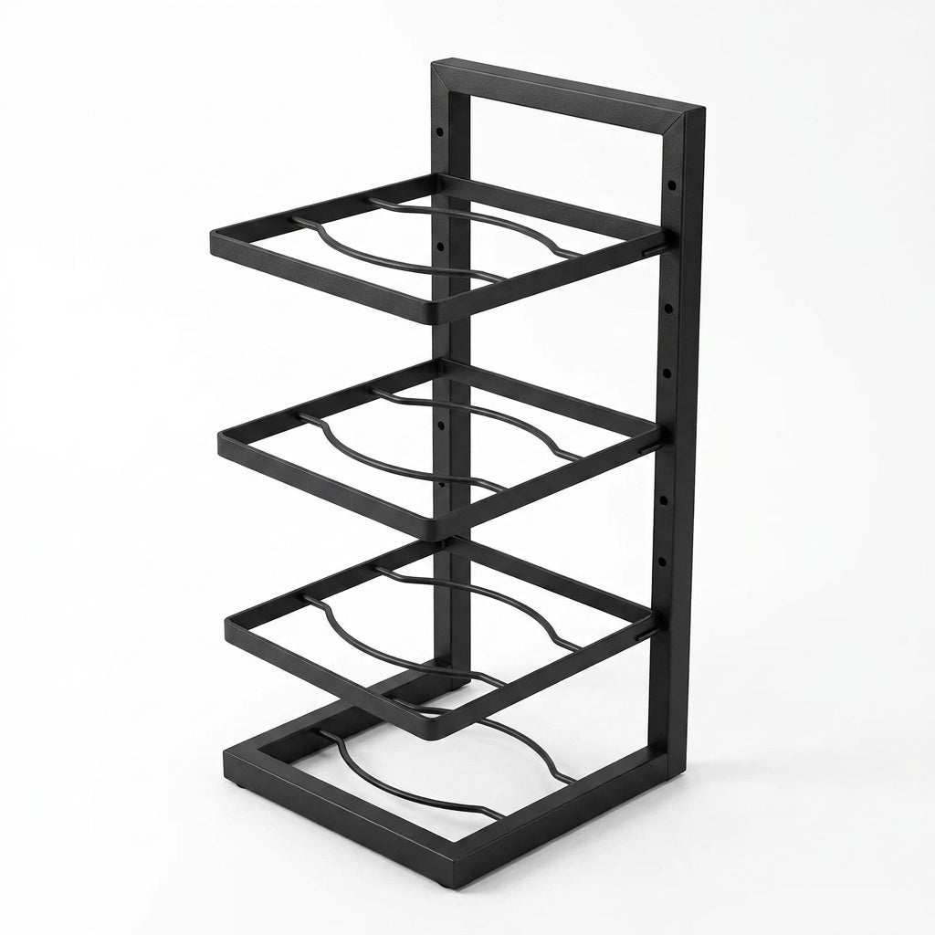 Under-Cabinet Pot & Pan Organiser Rack — Height Adjustable, Heavy-Duty Stainless Steel (3/4/5 Tier, Black)