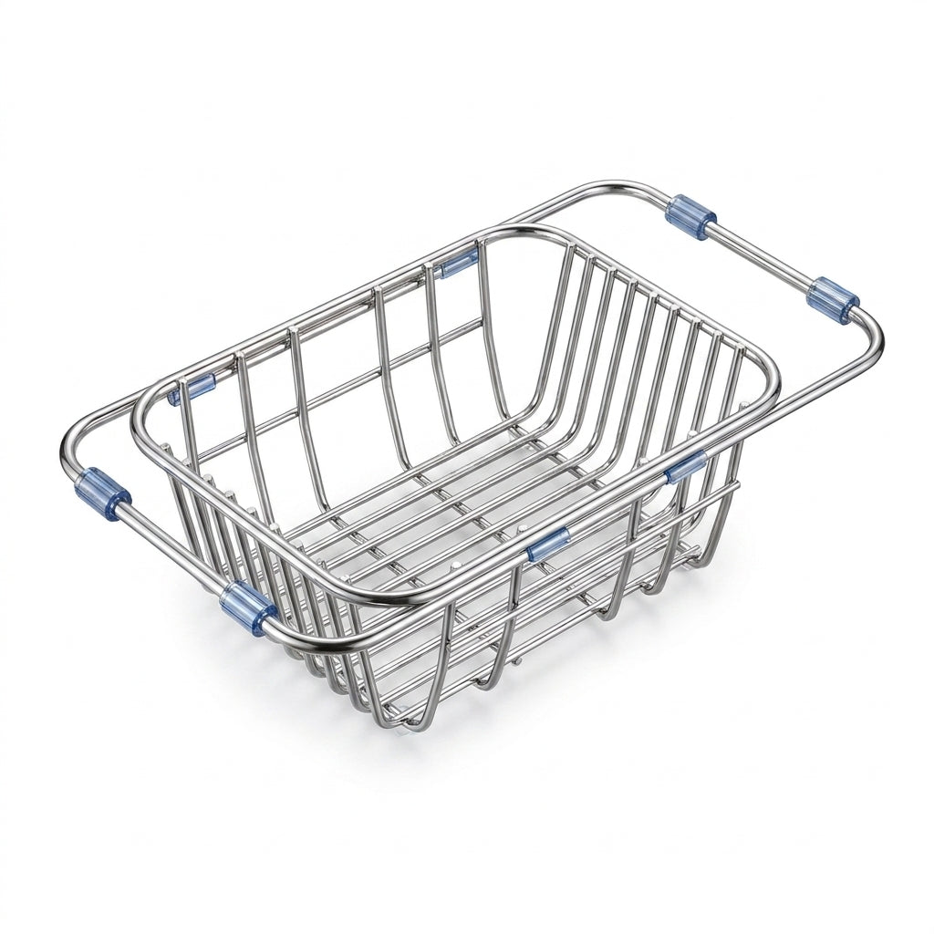 Telescopic Stainless Steel Sink Drainer Basket – Dish Rack Organiser