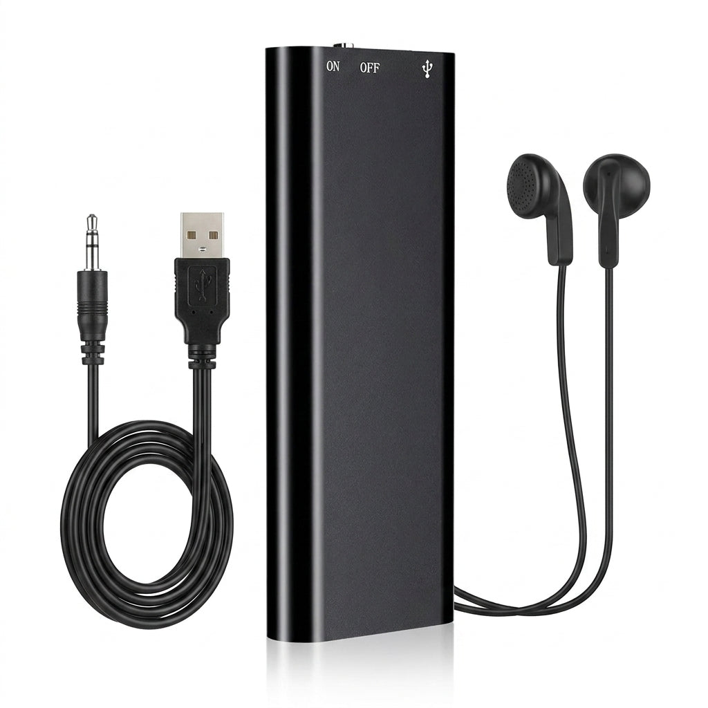 Ultra-slim Mini Voice Recorder — 4/8/16/32GB, One-button WAV/MP3 Player