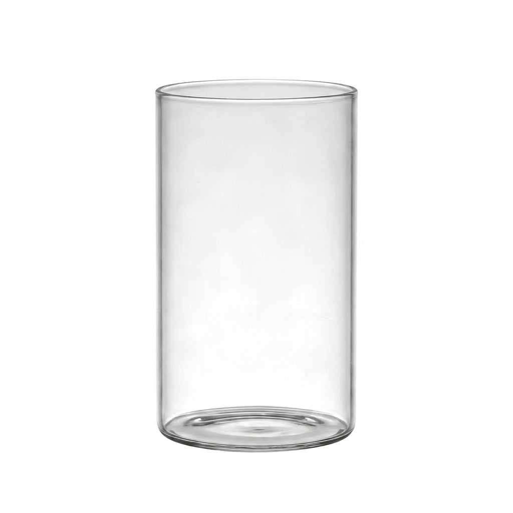 Clear Cylinder Glass Candle Holder – Lead‑Free Calcium Sodium Glass, Multiple Sizes (Candles Not Included)