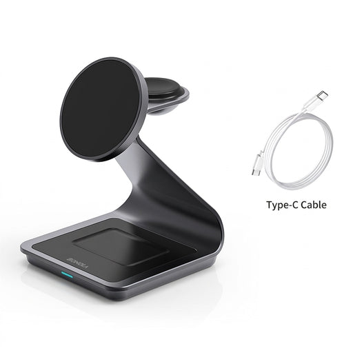 Magnetic 3‑in‑1 Wireless Charger Station for iPhone 17–12, Apple Watch & AirPods (28W)