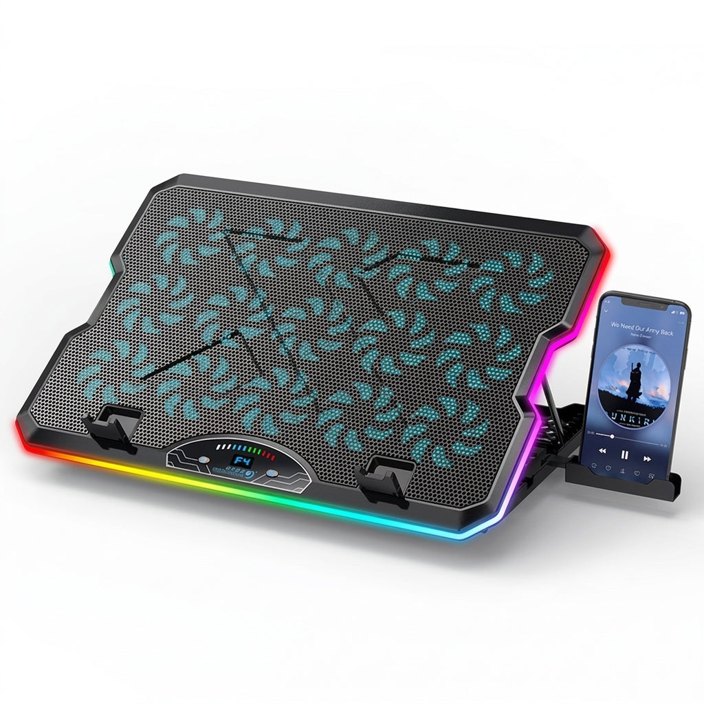 Laptop Cooler F15 with RGB, 15 Fans & USB‑C — Fits 12–17.3-inch