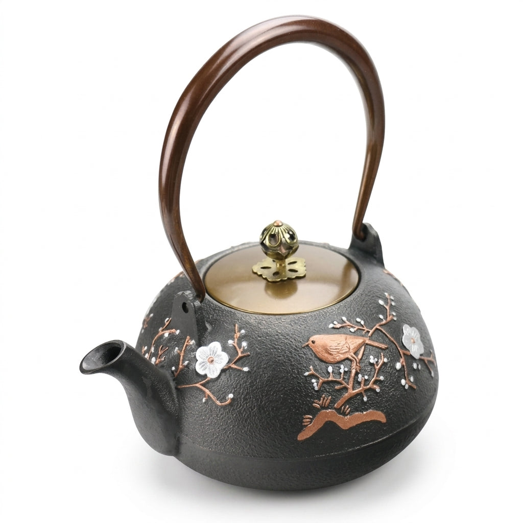 Cast Iron Peanut Teapot Kettle — about 1.0 L (Black)