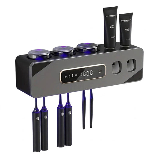 UV Sanitising Wall-Mounted Toothbrush Holder with Automatic Toothpaste Dispenser & USB Charging