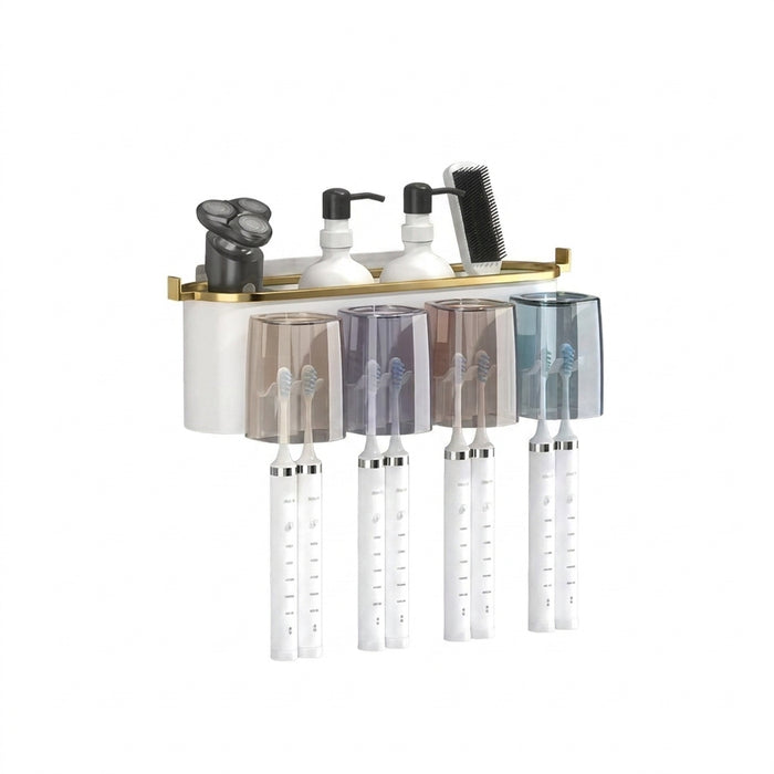 Wall-mounted self-adhesive toothbrush holder – 2- or 4-person sets