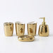 Modern Ceramic Bathroom Accessory Set — 4 or 5 Piece with Pump Dispenser