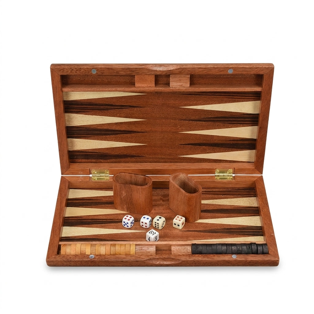 Handmade Luxury Wooden Backgammon Set – Portable Family Travel Game (11–19in)