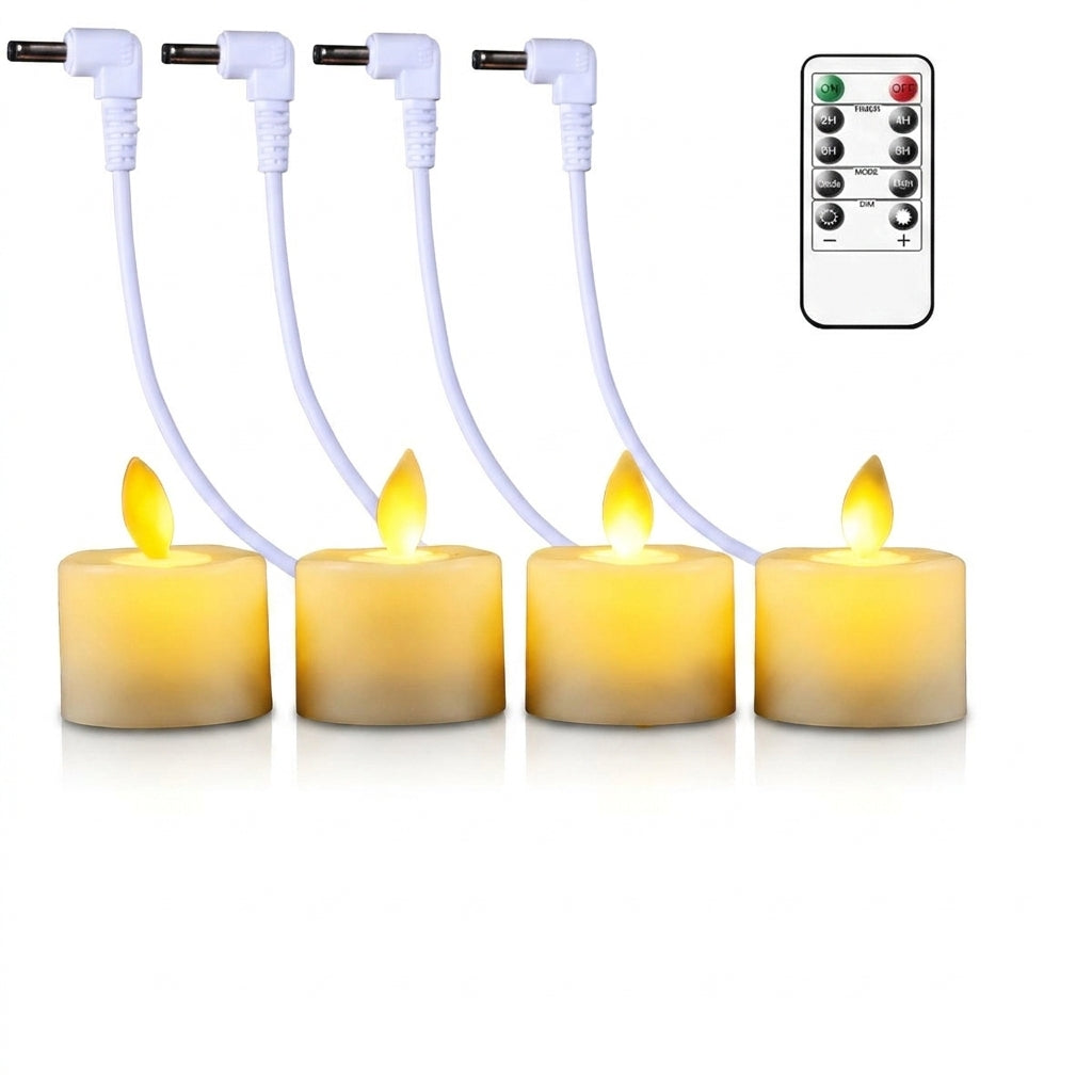 Rechargeable Moving Flame Tealight Candles - Remote & USB (1/2/3/4 pcs)