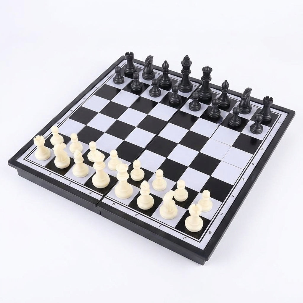 Folding Magnetic Chess & Checkers — 4 Sizes, Plastic HIPS, Teaching Book